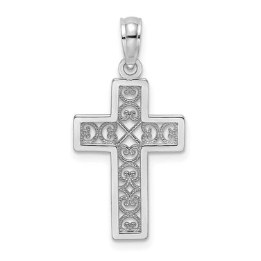 Image of 14K White Gold Textured Lace Center Cross Pendant