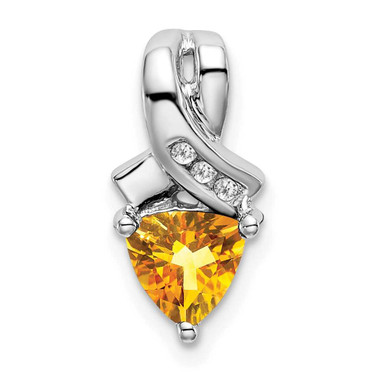 Image of 14K White Gold Trillion Citrine & Diamond Pendant