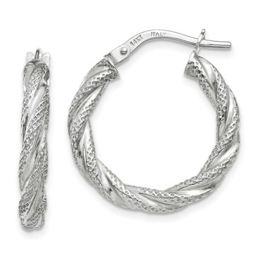 Image of 20mm 14K White Gold Twisted Textured Hoop Earrings TH690