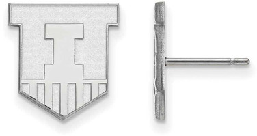 Image of 14K White Gold University of Illinois Small Post Earrings by LogoArt (4W050UIL)