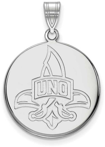 Image of 14K White Gold University of New Orleans Large Disc Pendant by LogoArt 4W018UNO