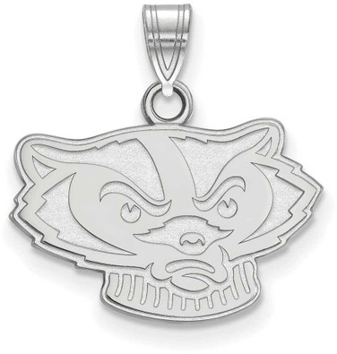 Image of 14K White Gold University of Wisconsin Small Pendant by LogoArt (4W059UWI)