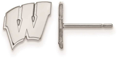 Image of 14K White Gold University of Wisconsin X-Small Post Earrings by LogoArt 4W008UWI