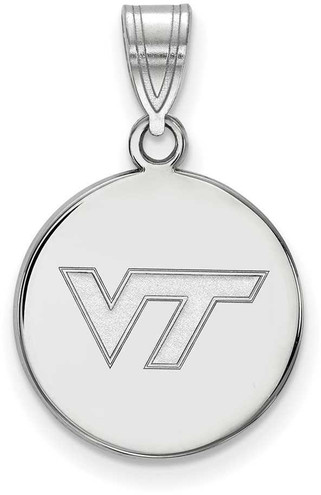 Image of 14K White Gold Virginia Tech Medium Disc Pendant by LogoArt (4W033VTE)