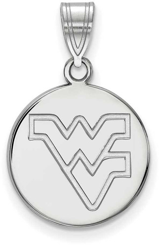 Image of 14K White Gold West Virginia University Medium Disc Pendant by LogoArt 4W039WVU