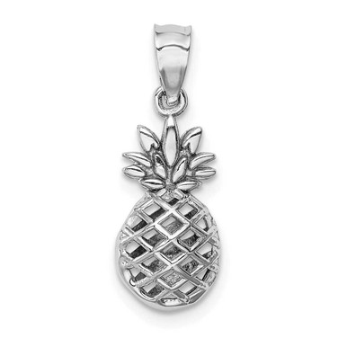 Image of 14K White Polished 3D Pineapple Pendant