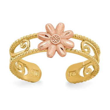 Image of 14K Yellow & Rose Gold Flower Toe Ring