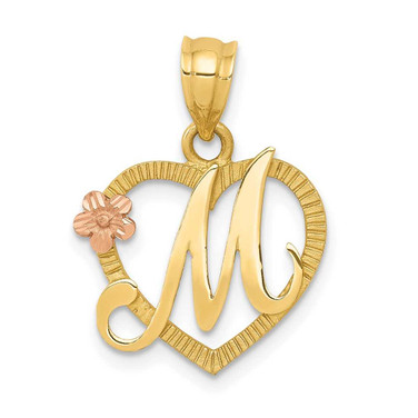 Image of 14K Yellow & Rose Gold Initial M In Heart Pendant