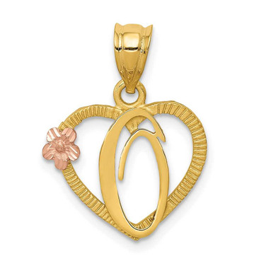 Image of 14K Yellow & Rose Gold Initial O In Heart Pendant