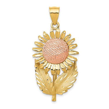 Image of 14K Yellow & Rose Gold Shiny-Cut Sunflower Pendant