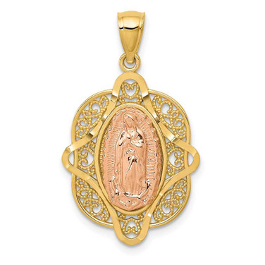 Image of 14K Yellow & Rose Gold Virgin Mary Pendant