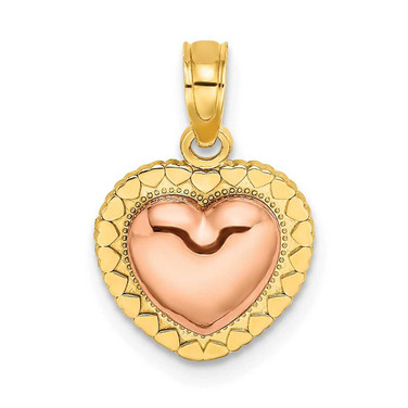 Image of 14k Yellow & Rose Gold w/ Polished Heart Beaded Pendant