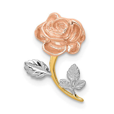 Image of 14k Yellow & Rose Gold with Rhodium Polished Rose Slide Pendant