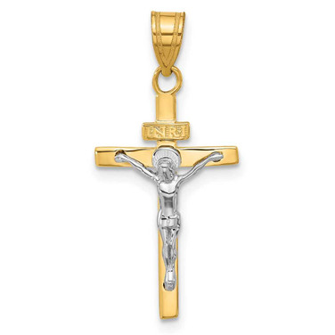 Image of 14K Yellow & White Gold Inri Latin Crucifix Pendant D3669