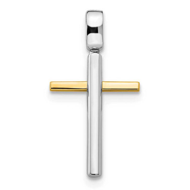 Image of 14K Yellow & White Gold Polished Cross Pendant LF1162