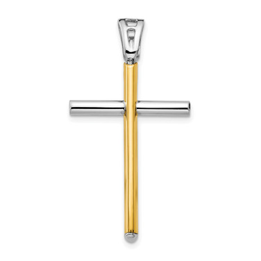 Image of 14K Yellow & White Gold Polished Cross Pendant LF867