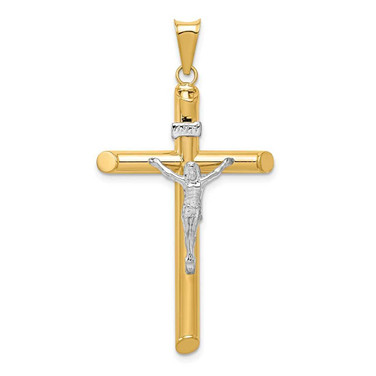 Image of 14K Yellow & White Gold Polished Crucifix Pendant K6282