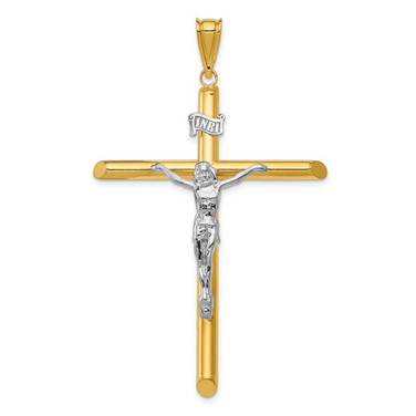 Image of 14K Yellow & White Gold Polished Crucifix Pendant K6284