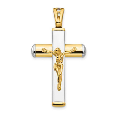 Image of 14K Yellow & White Gold Polished Crucifix Pendant LF1041
