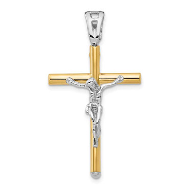 Image of 14K Yellow & White Gold Polished Crucifix Pendant LF865