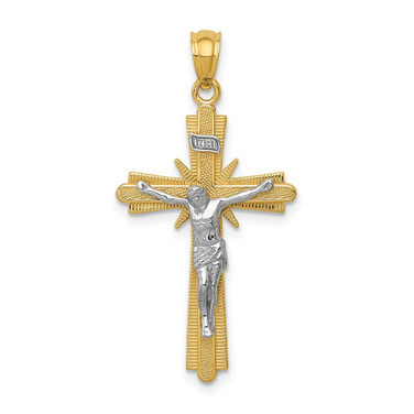 Image of 14K Yellow & White Gold Polished Fancy Crucifix Pendant