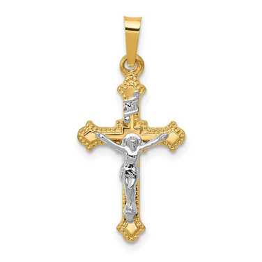 Image of 14K Yellow & White Gold Polished Inri Latin Crucifix Pendant XR1628 Image of 14K Yellow & White Gold Polished Inri Latin Crucifix Pendant XR1628