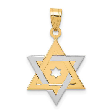 Image of 14K Yellow & White Gold Star Of David Cutout Pendant