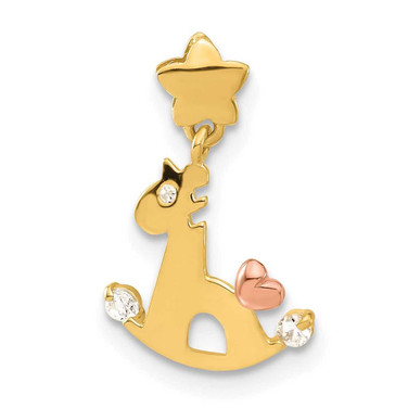 Image of 14k Yellow and Rose Gold CZ Childrens Rocking Horse Pendant