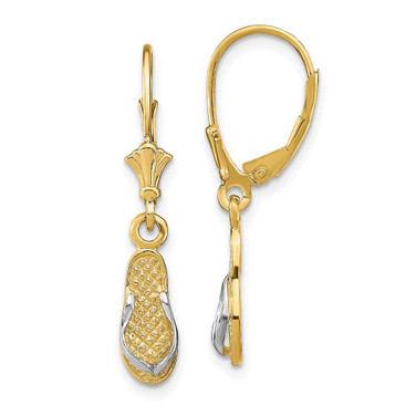 Image of 14K Yellow Gold & Rhodium Flip Flop Leverback Earrings