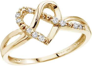 Image of 14K Yellow Gold .10 Ct Diamond Heart Ring (CM-RM9124)