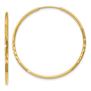 Image of 30mm 14K Yellow Gold 1.25mm Shiny-Cut Endless Hoop Earrings XY1215