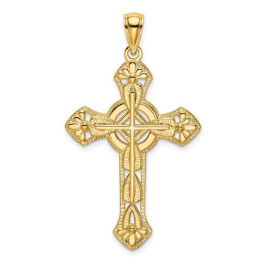 Image of 14K Yellow Gold 2-D Cut-Out Cross w/ Arrow Pendant