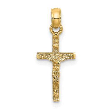 Image of 14K Yellow Gold 2-D Mini Crucifix Pendant