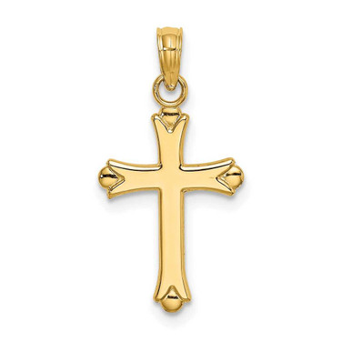 Image of 14K Yellow Gold 2-D Polished Cross Pendant