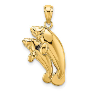 Image of 14K Yellow Gold 2-D Polished Two Manatees Pendant