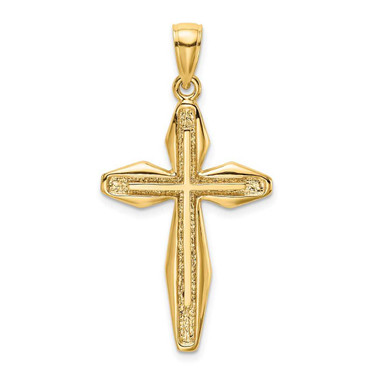 Image of 14K Yellow Gold 2-D Textured Cross Pendant