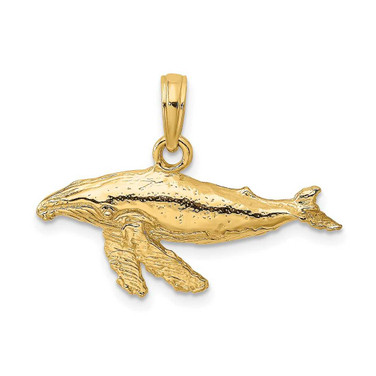 Image of 14K Yellow Gold 2-D Whale Pendant K7448