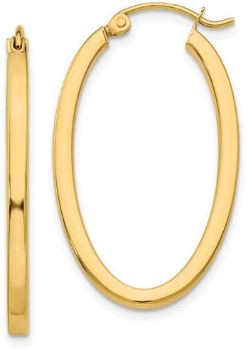 Image of 14mm 14K Yellow Gold 2mm Oval Hoop Earrings TL240