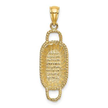 Image of 14K Yellow Gold 3-D 2 Handles Rectangular Basket Pendant