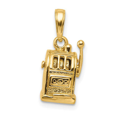 Image of 14K Yellow Gold 3-D Moveable Slot Machine Pendant