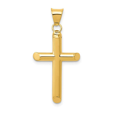 Image of 14K Yellow Gold 3-D Polished Hollow Cross Pendant K3607
