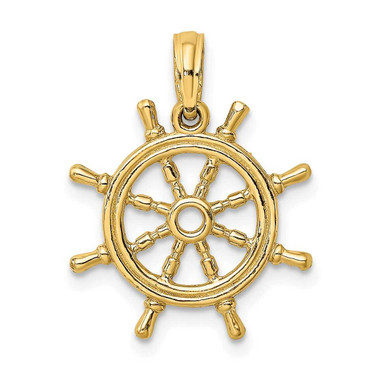 Image of 14K Yellow Gold 3-D Ship Wheel Pendant