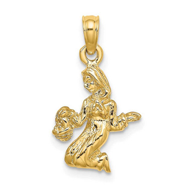 Image of 14K Yellow Gold 3-D Virgo Zodiac Pendant