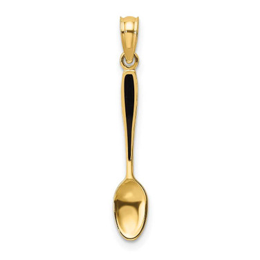 Image of 14K Yellow Gold 3-D w/ Black Enamel Table Spoon Pendant