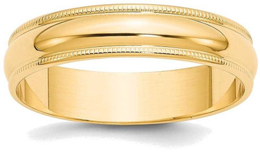 Image of 14K Yellow Gold 5mm Lightweight Milgrain Half Round Band Ring