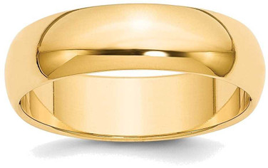 Image of 14K Yellow Gold 6mm Half-Round Wedding Band Ring