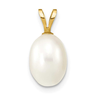 Image of 14K Yellow Gold 7-8mm White Rice Freshwater Cultured Pearl Pendant XF377