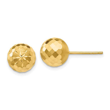 Image of 9mm 14K Yellow Gold 9mm Shiny-Cut Mirror Ball Stud Post Earrings