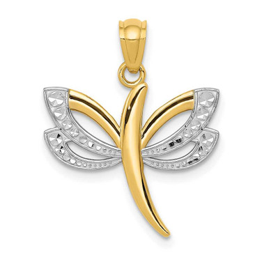 Image of 14K Yellow Gold and Rhodium Dragonfly Pendant
