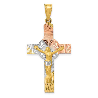 Image of 14K Yellow Gold and Rhodium Iona Crucifix Cross Pendant K5546